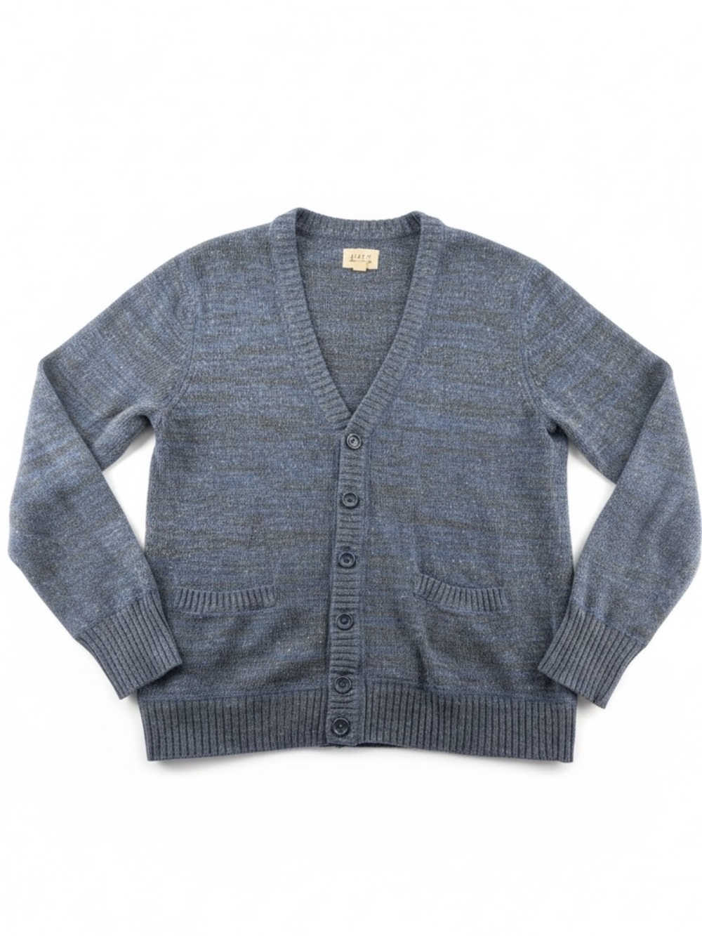 Vintage KOTO Heathered Blue Knit V-neckline Boho Cardigan Sweater Size: Large